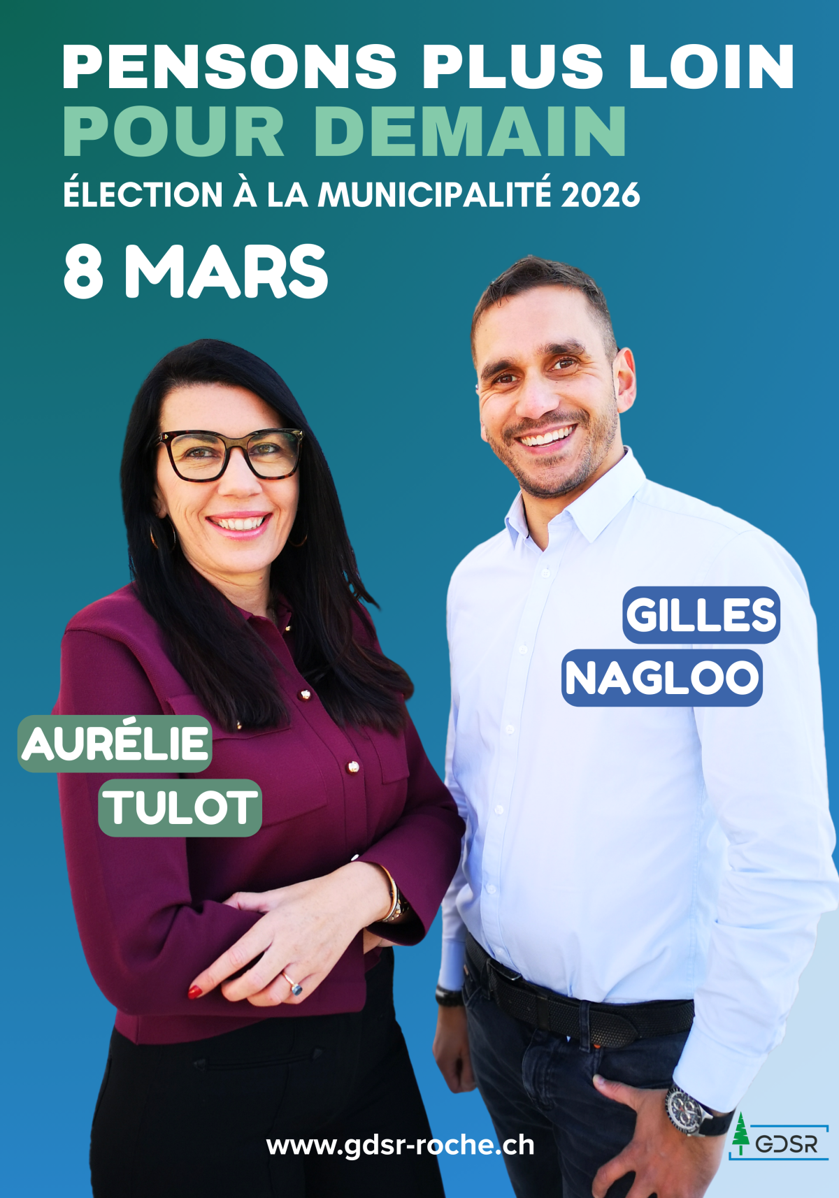 Gilles Nagloo et Aurélie Tulot, candidat·e·s à la Municipalité